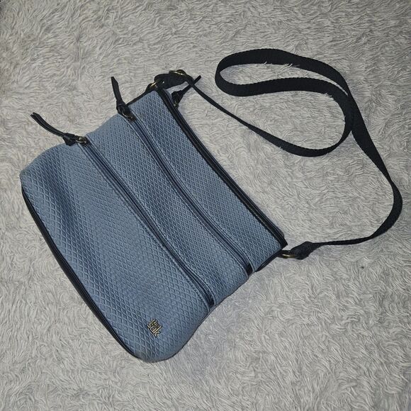 THE SAK Olvera Steal Blue Canvas Crossbody Bag Gray Blue Multi Pocket - Picture 2 of 16